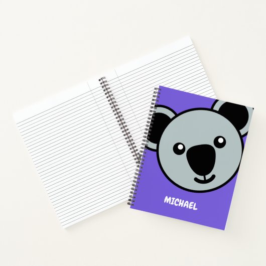 Carnet Cute Koala Head | Monogramme simple de nom de dess (Intérieur)