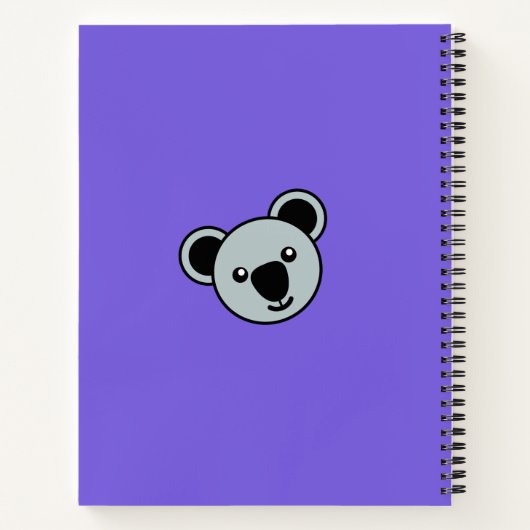 Carnet Cute Koala Head | Monogramme simple de nom de dess (Dos)