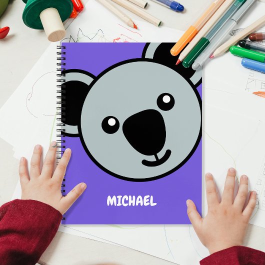 Carnet Cute Koala Head | Monogramme simple de nom de dess