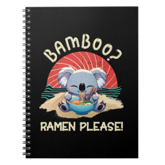 Carnet Cute Koala manger Ramen Vintage soleil