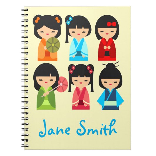 Carnet Cute Kokeshi poupées japonaises (Devant)