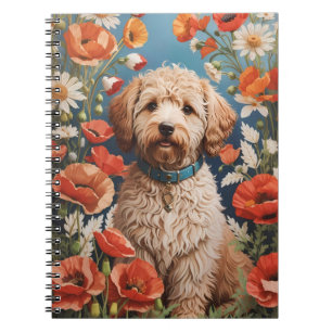 Carnet Cute Labradoodle Daisy Et Fleur De Pavot