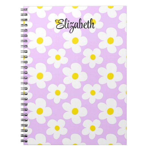 Carnet Cute lavender marguerites rétro (Devant)