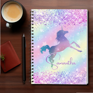 Carnet Cute licorne rose Parties scintillant arc-en-ciel