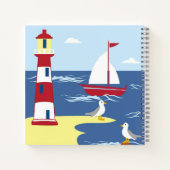 Carnet Cute Lighthouse and Boat Seaside Art (Dos)