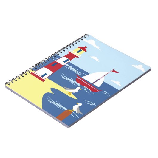 Carnet Cute Lighthouse and Boat Seaside Art (Côté gauche)