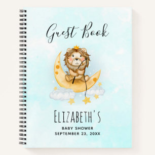 Carnet Cute Lion Fishing on the Moon Guest Book