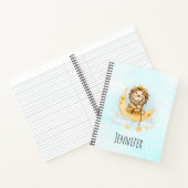 Carnet Cute Lion Pêche sur l'aquarelle de la lune (Intérieur)