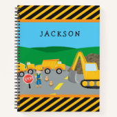 Carnet Cute Little Boy Construction Véhicule Monogramme (Devant)
