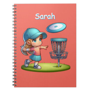 Carnet Cute Little Girl Jouer Disque Golf Personnalisé