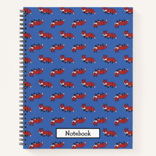 Carnet Cute Little Red Fox Motif bleu