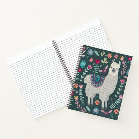 Carnet Cute Llama Design Floral (Intérieur)