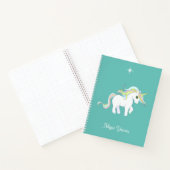 Carnet Cute Magic Unicorn sur Turquoise (Intérieur)