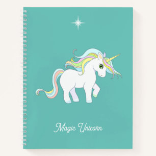Carnet Cute Magic Unicorn sur Turquoise