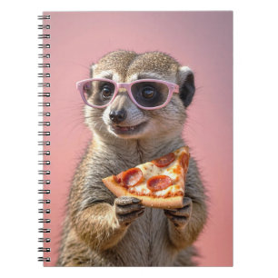 Carnet Cute Meerkat avec lunettes et pizza