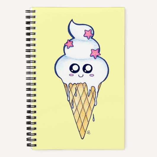 Carnet Cute Melting Ice Cream Cone, Kawaii Cartoon (Recto)