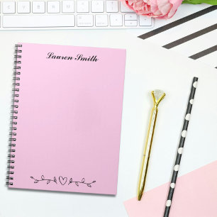 Carnet Cute Minimaliste Coeur Vert Feuille Rose