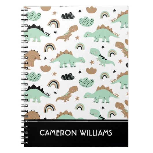 Carnet Cute Mint Green Dinosaur Motif (Devant)