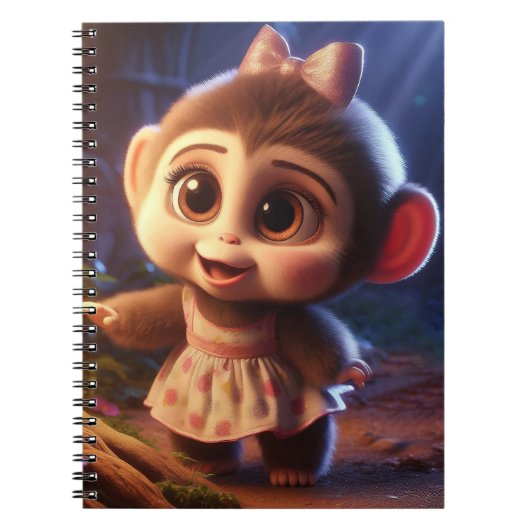 Carnet Cute monkey in a dress (Devant)