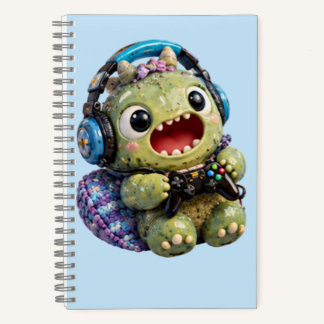 Carnet Cute Monster Gamer with Headphones Spiral Notebook