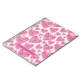 Carnet Cute Motif Plaid Coeurs Rose Faux Nom de la Partie (Côté gauche)