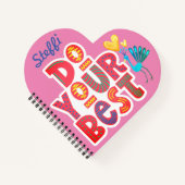 Carnet Cute Motivationnel Customisé Coeur forme spirale (Devant)
