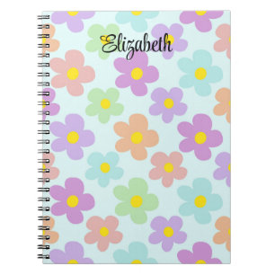 Carnet Cute multi-coloré des marguerites rétro girly jour
