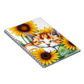 Carnet Cute Napping Kitten and Sunflowers Personalized (Côté Droit)