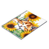 Carnet Cute Napping Kitten and Sunflowers Personalized (Côté gauche)