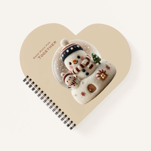 Carnet Cute Needle Felted Snowman Snowglobe (Devant)