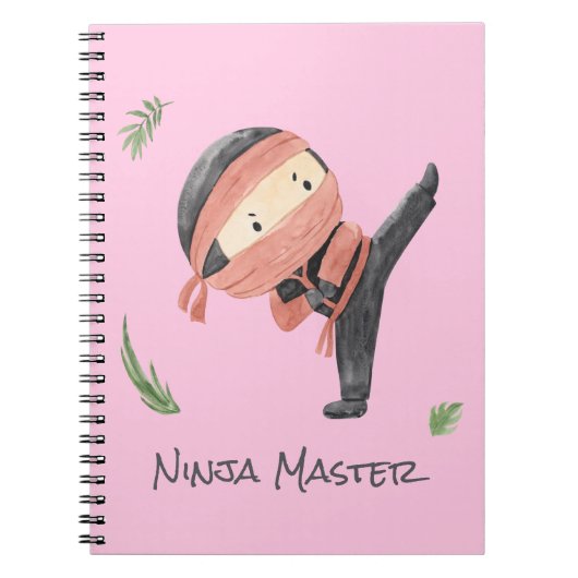 Carnet Cute Ninja Warrior - Enfants Nom Personnalisé (Devant)