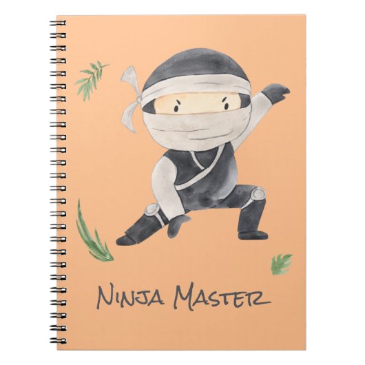 Carnet Cute Ninja Warrior - Enfants Nom Personnalisé (Devant)