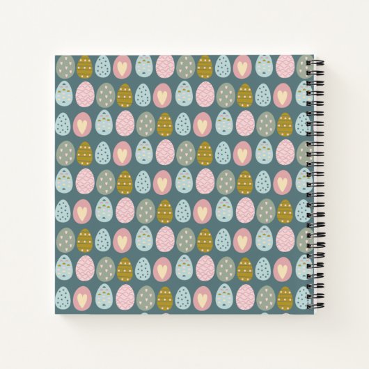 Carnet Cute OEufs de Pâques Turquoise rose personnalisé c (Dos)