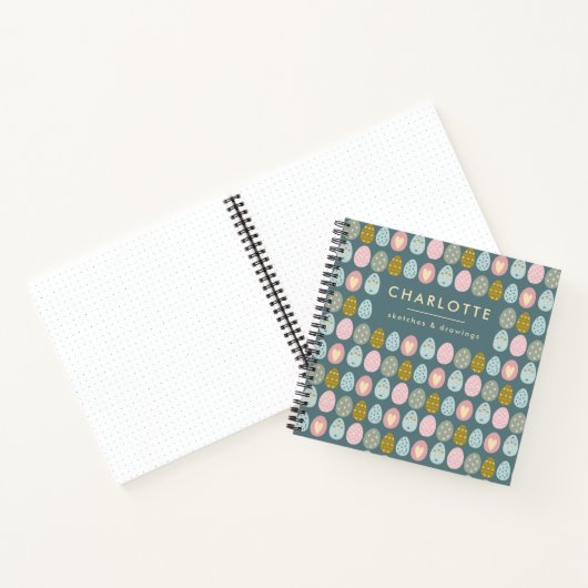 Carnet Cute OEufs de Pâques Turquoise rose personnalisé c (Intérieur)