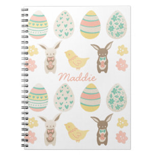 Carnet Cute Oeufs Pastel Personnalisés Lapin de Pâques