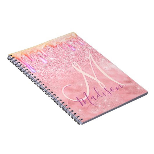 Carnet Cute ombre rose or fausse parties scintillant gout (Côté Droit)