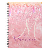 Carnet Cute ombre rose or fausse parties scintillant gout (Devant)