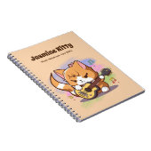Carnet Cute Orange Chat Jouer Guitare (Personnaliser) (Côté Droit)