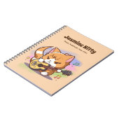 Carnet Cute Orange Chat Jouer Guitare (Personnaliser) (Côté gauche)