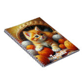 Carnet Cute Orange et Kitten blanc Jouer en Fil (Côté Droit)