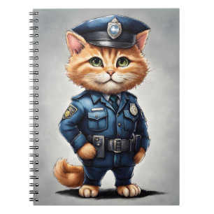 Carnet Cute Orange Tabby Chat en Aquarelle Uniforme Polic