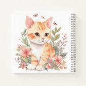 Carnet Cute orange Tabby Kitten avec fleurs de printemps (Dos)