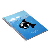 Carnet Cute Orca Whale en Océan avec nom personnalisé (Côté Droit)