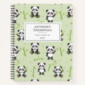 Carnet Cute Panda Bear Bamboo Kawaii Animals Pattern (Devant)