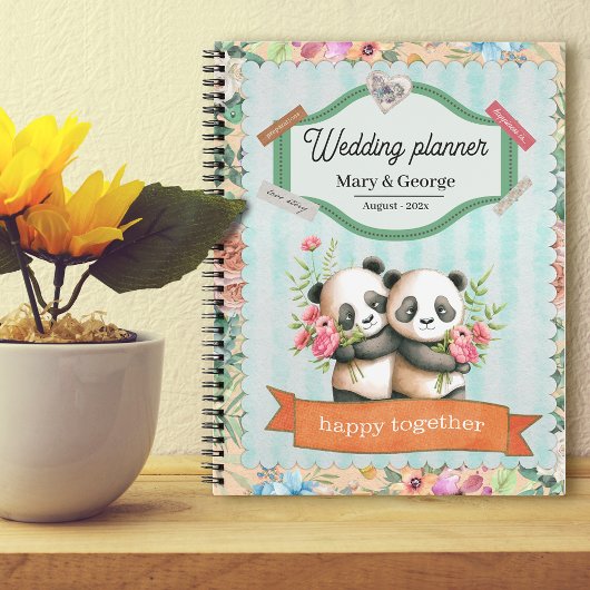 Carnet Cute Panda Couple Wedding planner