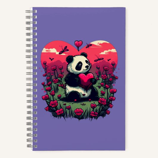 Carnet Cute Panda Holding Heart - cadeau de la Saint-Vale (Recto)