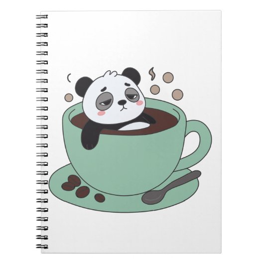 Carnet Cute Panda In Coffee Cup Coffee Lover Gift (Devant)