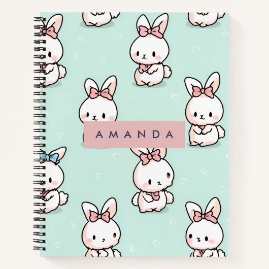 Carnet Cute Pastel Bunny Motif personnalisé (Devant)