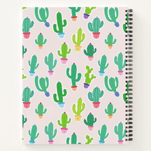 Carnet Cute Pastel Cactus Monogram Script Name (Dos)