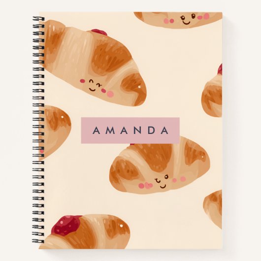 Carnet Cute Pastel Croissant Motif personnalisé (Devant)